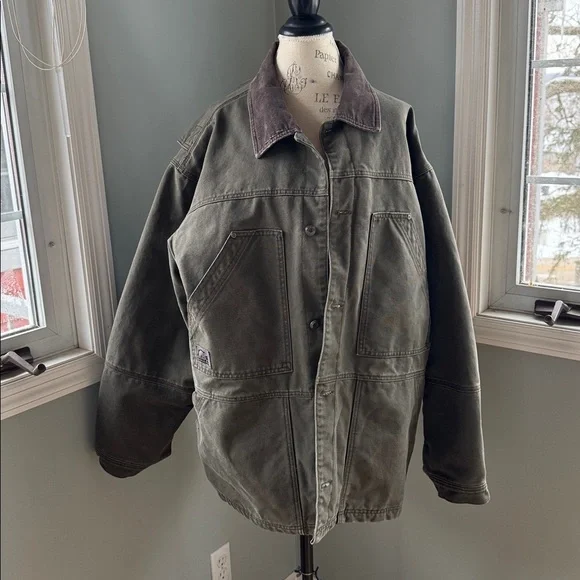 Sorel Duck barn Chore Jacket olive green canvas Pockets EUC size XL - Picture 3 of 13